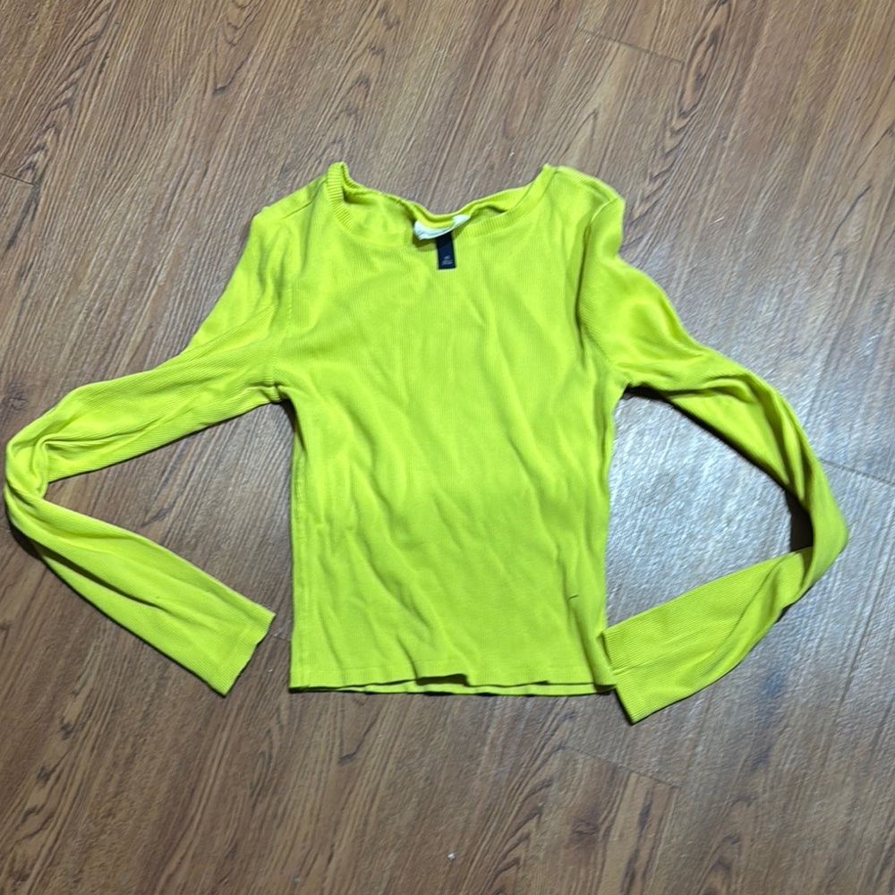 Universal Thread Yellow Ribbed Long Sleeve Blouse - Picture 1 of 3